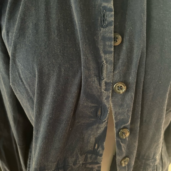 Free People Navy Blue Button up Peplum Shirt or Jacket Size Medium - Picture 4 of 8